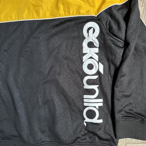 VTG Ecko Unltd Jacket Men XXL Black Yellow Rhino Full Zip Track Casual Spellout - Picture 7 of 9